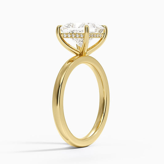 Linea Princess Cut with Hidden Halo Moissanite Engagement Ring