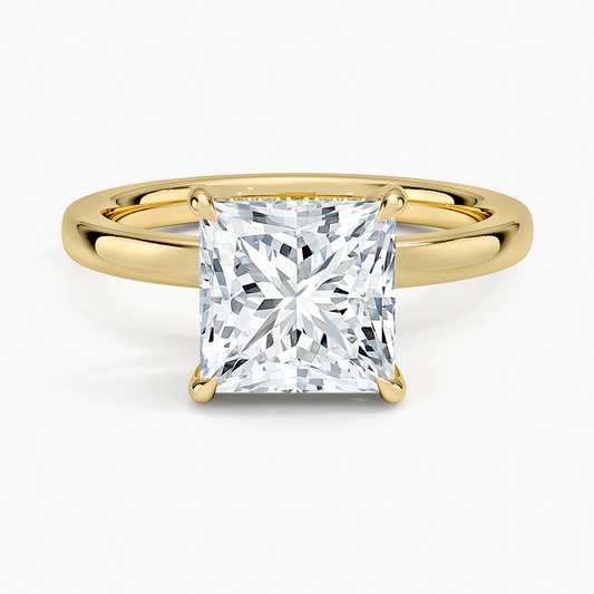 Linea Princess Cut with Hidden Halo Moissanite Engagement Ring