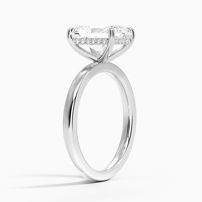 Linea Radiant Cut with Hidden Halo Moissanite Engagement Ring