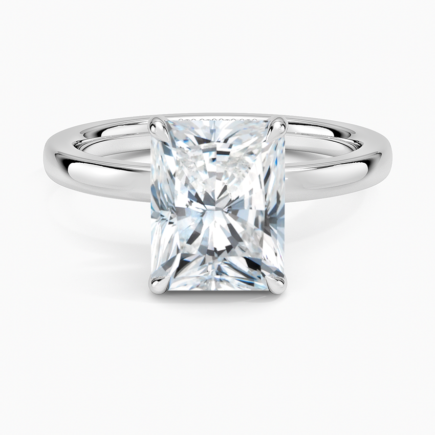 Linea Radiant Cut with Hidden Halo Moissanite Engagement Ring