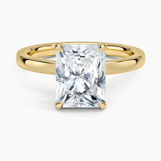 Linea Radiant Cut with Hidden Halo Moissanite Engagement Ring