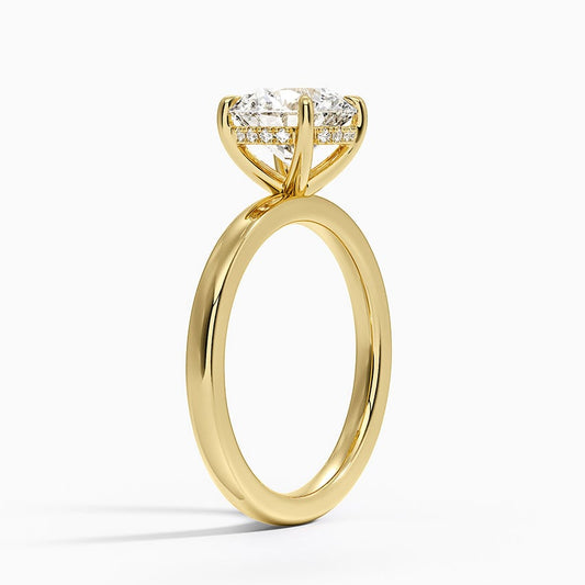 Linea Round Cut with Hidden Halo Moissanite Engagement Ring