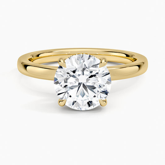 Linea Round Cut with Hidden Halo Moissanite Engagement Ring