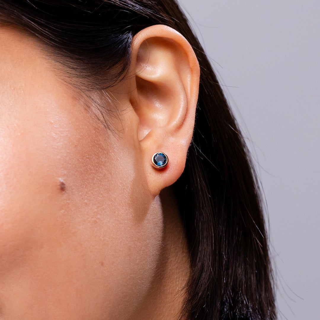 London Blue Topaz Bezel-Set Stud Earrings