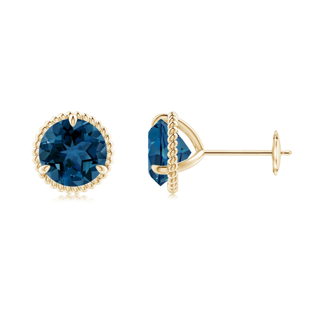 London Blue Topaz Rope Desgin Stud Earrings