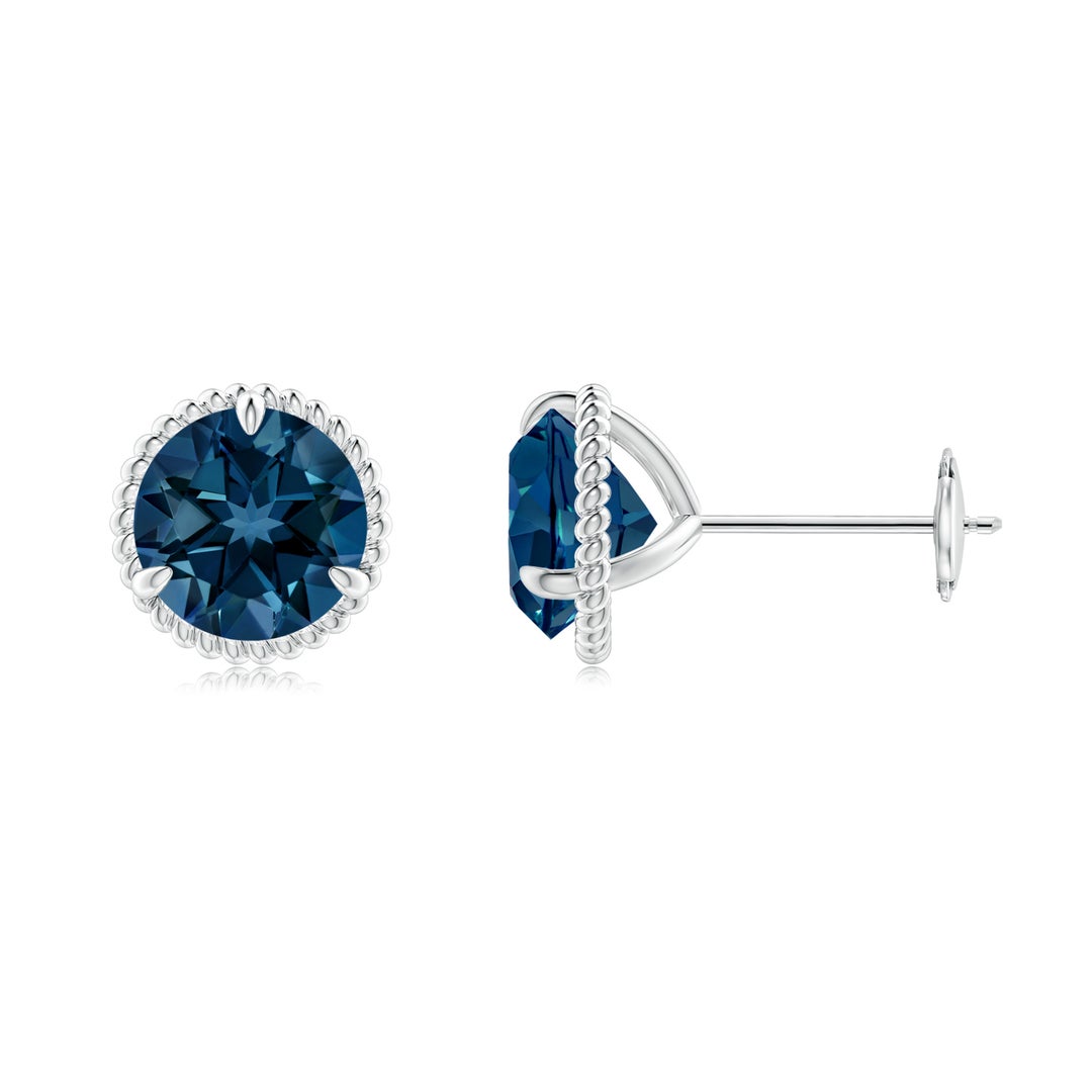 London Blue Topaz Rope Desgin Stud Earrings