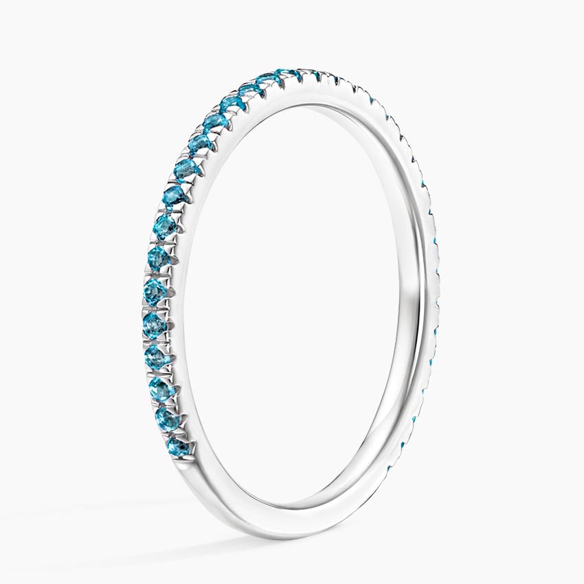 London Blue Topaz Three-Quarter Coverage Wedding Band - 1.4 mm
