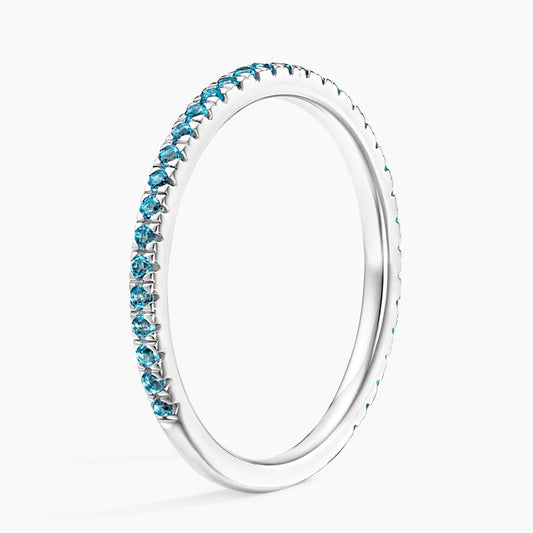 London Blue Topaz Three-Quarter Coverage Wedding Band - 1.4 mm