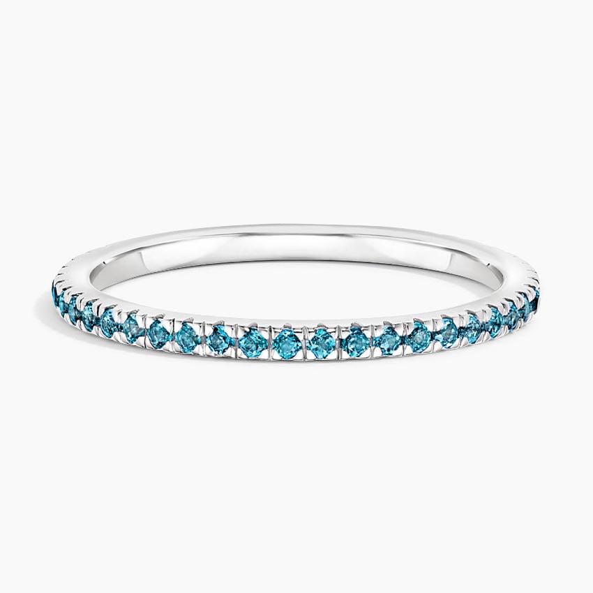 London Blue Topaz Three-Quarter Coverage Wedding Band - 1.4 mm