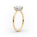 Low Profile Oval Lab-Grown Diamond Solitaire Hidden Halo Engagement Ring