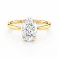 Low Profile Oval Lab-Grown Diamond Solitaire Hidden Halo Engagement Ring