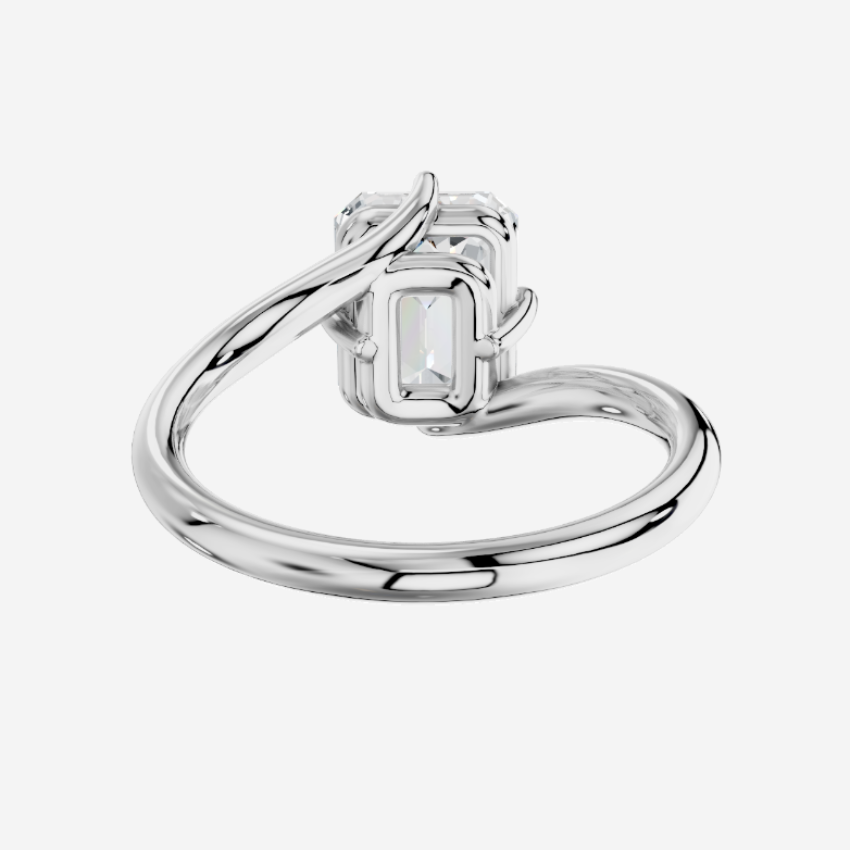 Luminara Emerald Cut Solitaire Moissanite Engagement Ring