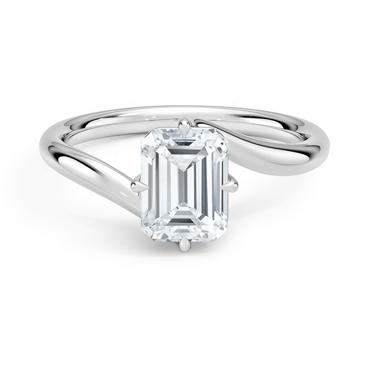 Luminara Emerald Cut Solitaire Moissanite Engagement Ring