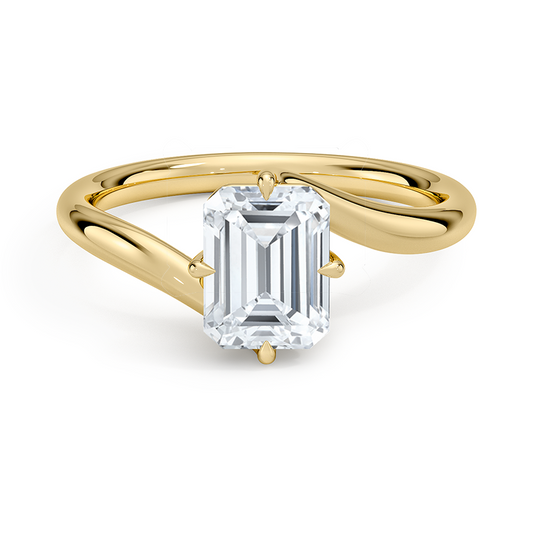 Luminara Emerald Cut Solitaire Moissanite Engagement Ring