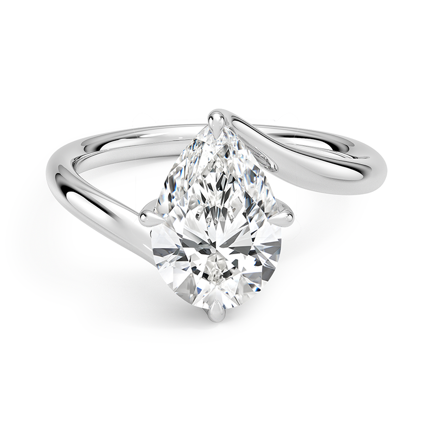 Luminara Pear Cut Solitaire Moissanite Engagement Ring