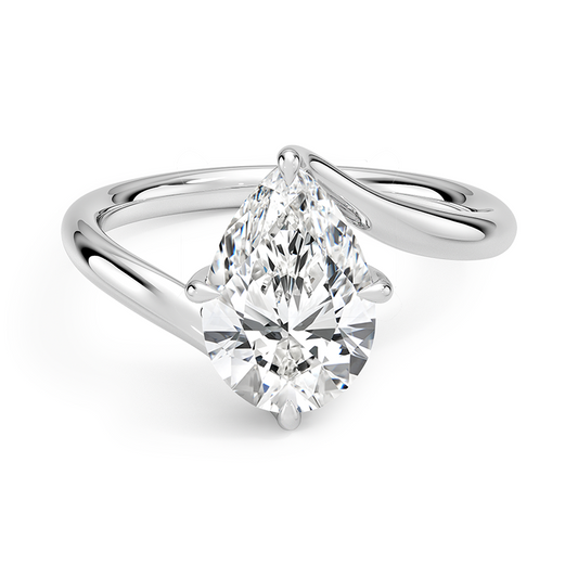 Luminara Pear Cut Solitaire Moissanite Engagement Ring