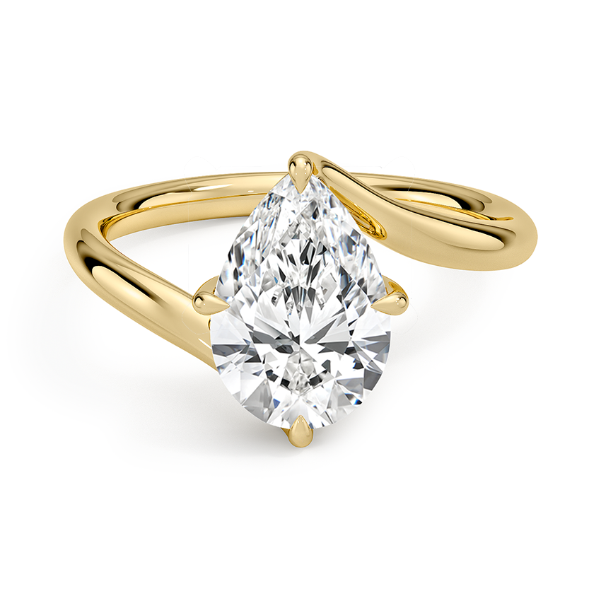 Luminara Pear Cut Solitaire Moissanite Engagement Ring