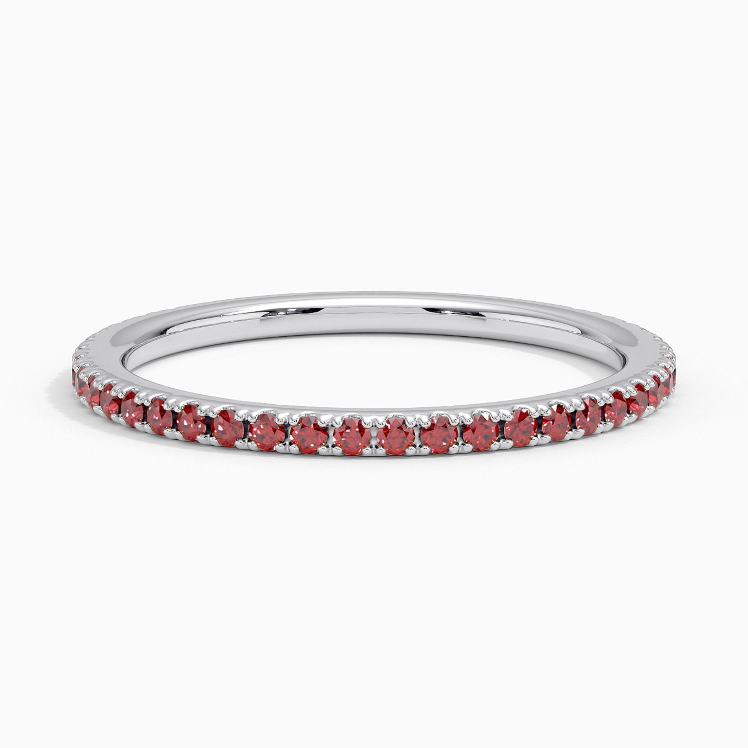 Luxe Garnet Pavé Gemstone Eternity Wedding Band - 1.4 mm