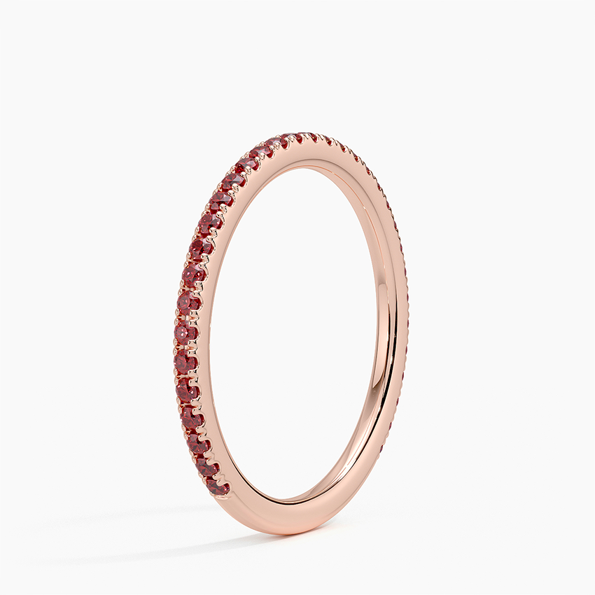 Luxe Garnet Pavé Gemstone Eternity Wedding Band - 1.4 mm