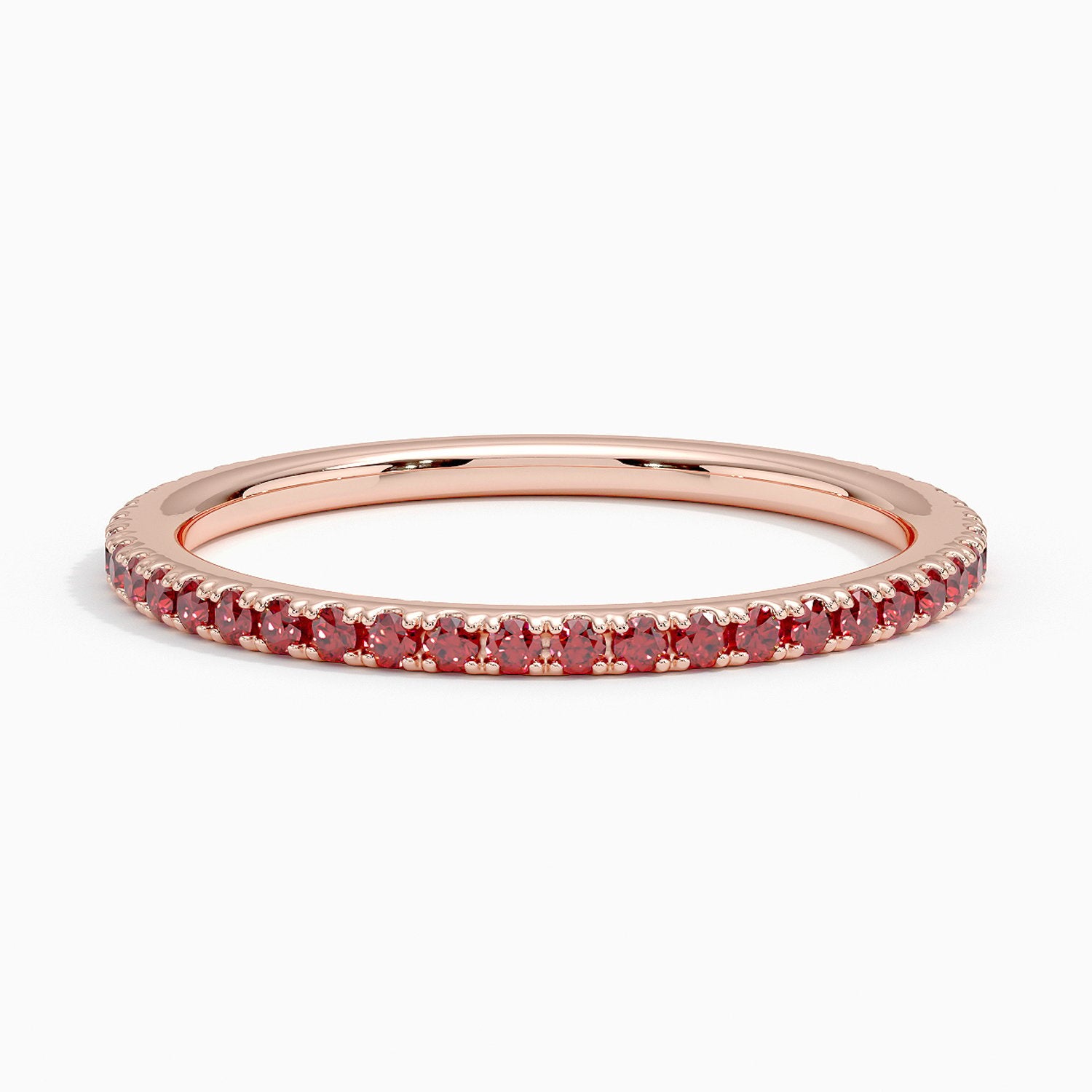 Luxe Garnet Pavé Gemstone Eternity Wedding Band - 1.4 mm