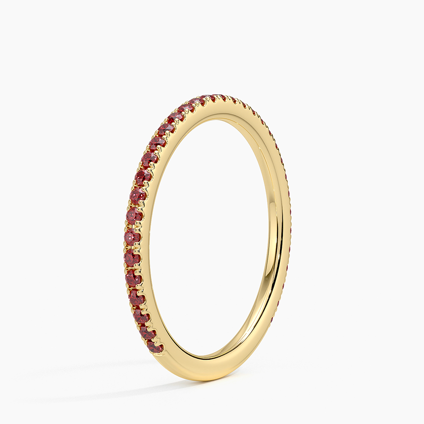 Luxe Garnet Pavé Gemstone Eternity Wedding Band - 1.4 mm
