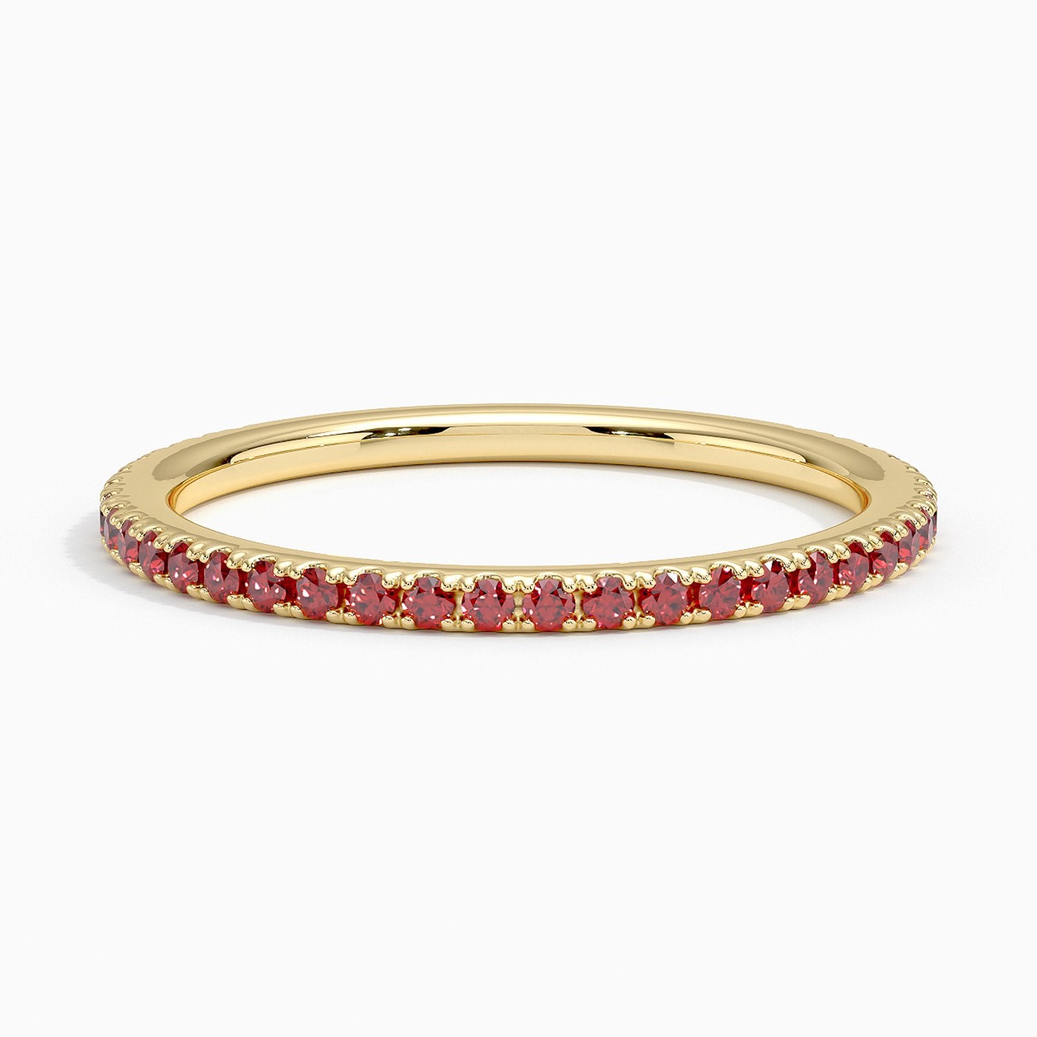 Luxe Garnet Pavé Gemstone Eternity Wedding Band - 1.4 mm