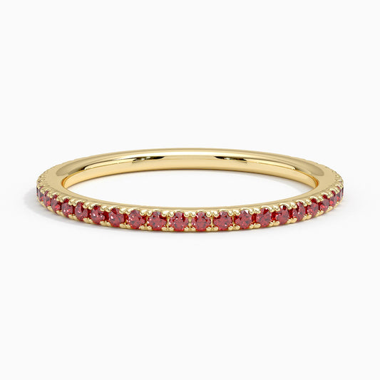 Luxe Garnet Pavé Gemstone Eternity Wedding Band - 1.4 mm