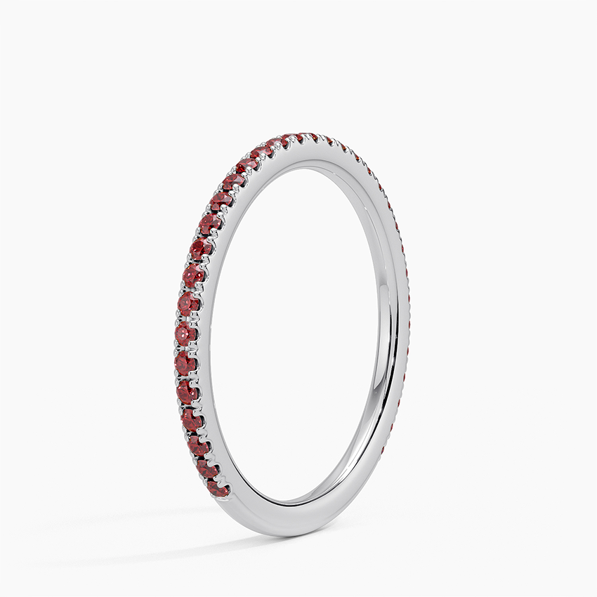 Luxe Garnet Pavé Gemstone Eternity Wedding Band - 1.4 mm