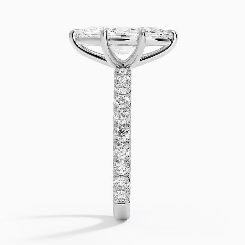Marquise Cut French Pavé Flush-Fit Moissanite Engagement Ring