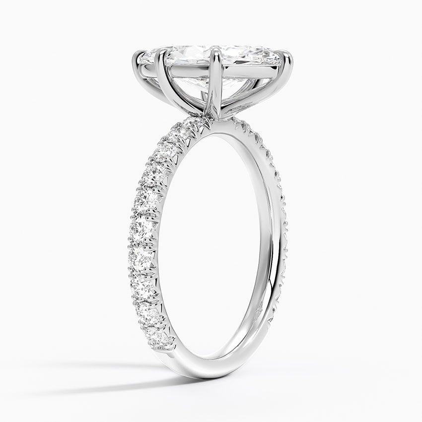 Marquise Cut French Pavé Flush-Fit Moissanite Engagement Ring