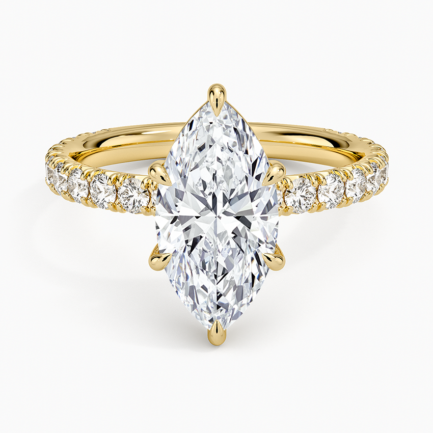 Marquise Cut French Pavé Flush-Fit Moissanite Engagement Ring