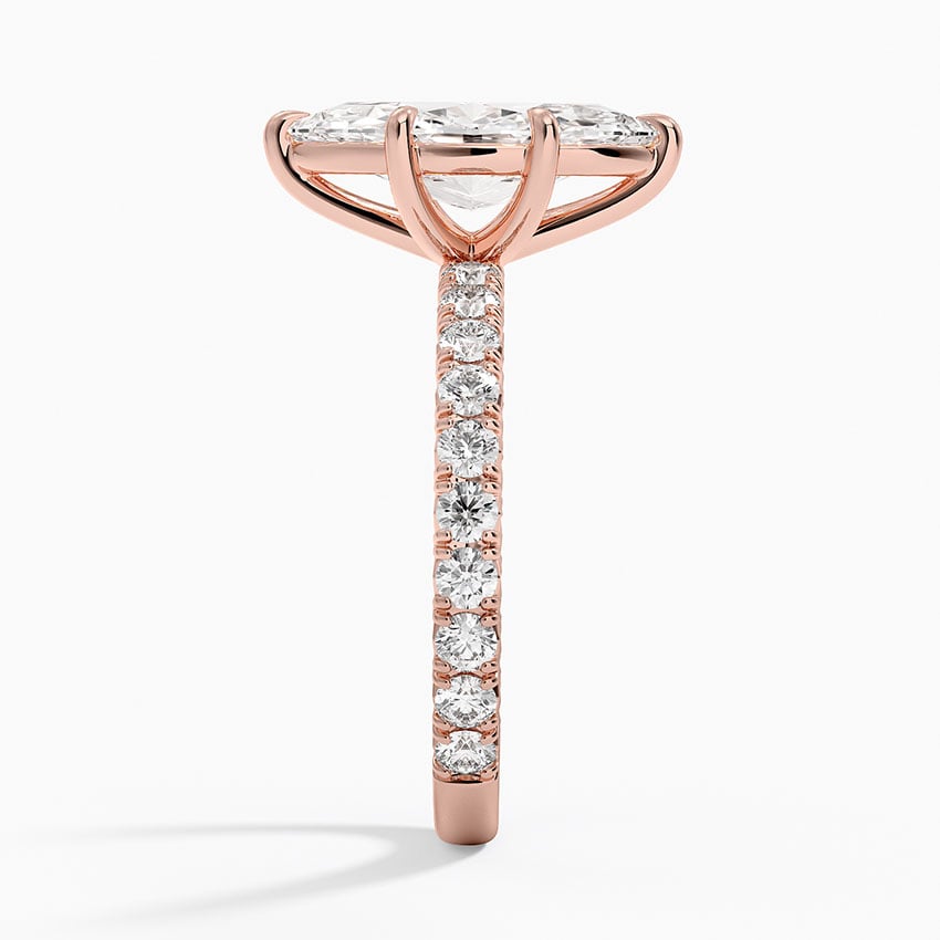 Marquise Cut French Pavé Flush-Fit Moissanite Engagement Ring