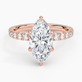 Marquise Cut French Pavé Moissanite Engagement Ring with Hidden Halo