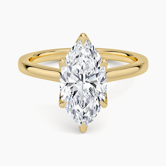 Marquise Cut Petal Prong Solitaire Moissanite Engagement Ring