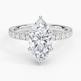 Marquise Cut Three-Quarter Pavé Band Moissanite Engagement Ring with Hidden Halo