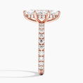 Marquise Cut Three-Quarter Pavé Band Moissanite Engagement Ring with Hidden Halo