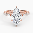 Marquise Cut Three-Quarter Pavé Band Moissanite Engagement Ring with Hidden Halo