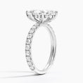 Marquise Cut Three-Quarter Pavé Band Moissanite Engagement Ring with Hidden Halo