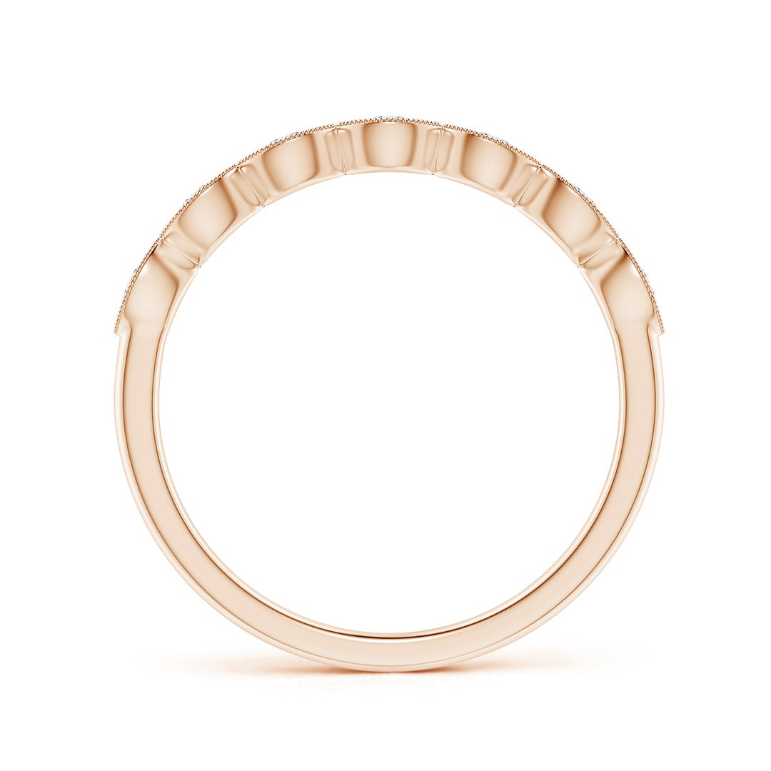 Marquise Half Eternity Milgrain Round Moissanite Wedding Band