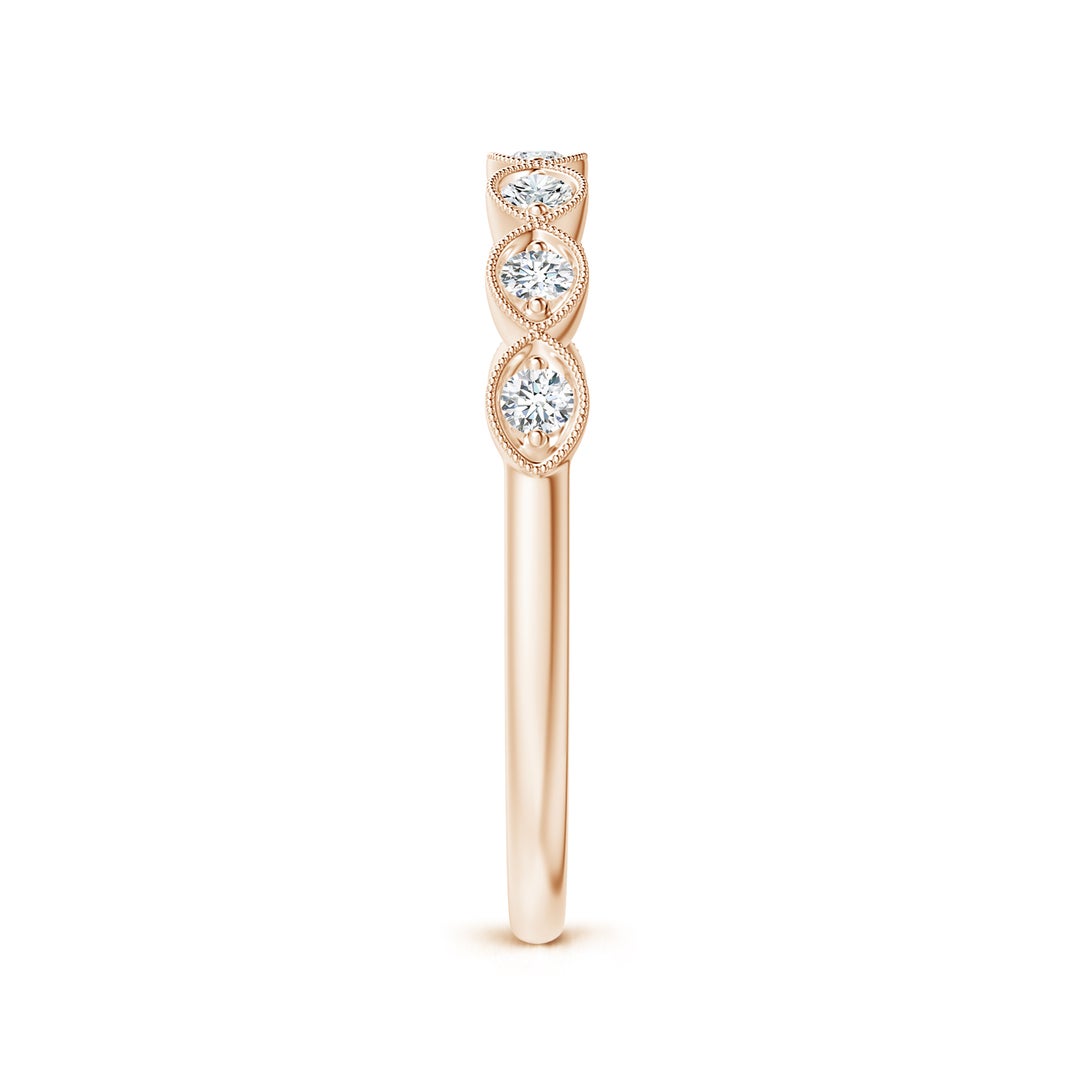 Marquise Half Eternity Milgrain Round Moissanite Wedding Band