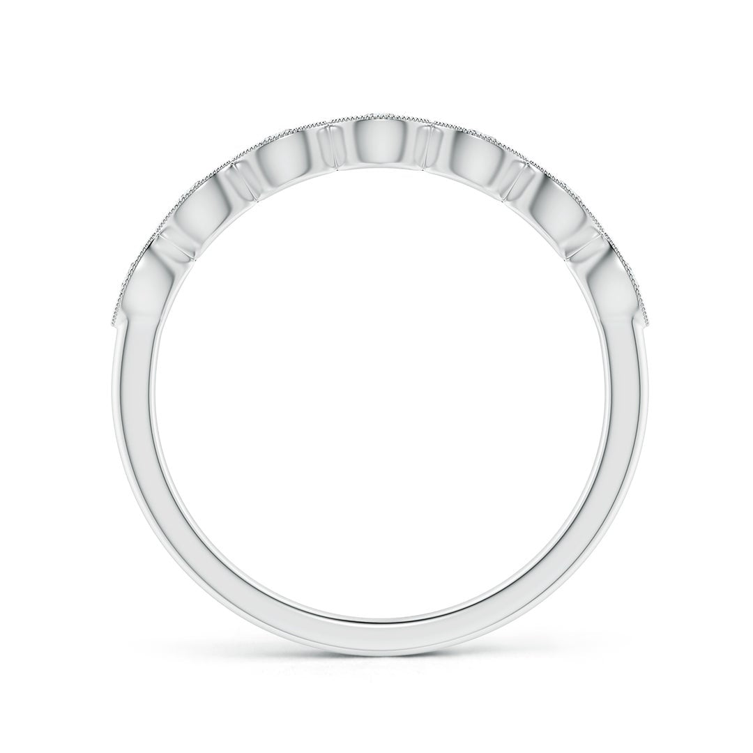 Marquise Half Eternity Milgrain Round Moissanite Wedding Band