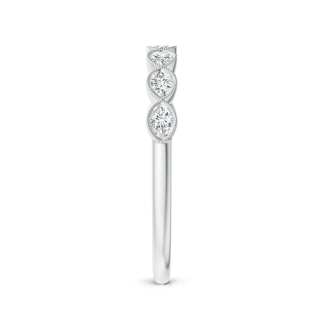 Marquise Half Eternity Milgrain Round Moissanite Wedding Band