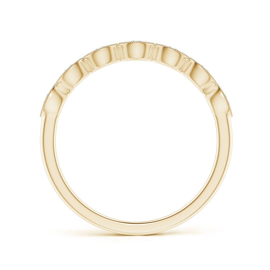 Marquise Half Eternity Milgrain Round Moissanite Wedding Band