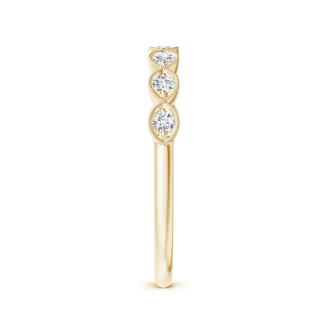 Marquise Half Eternity Milgrain Round Moissanite Wedding Band