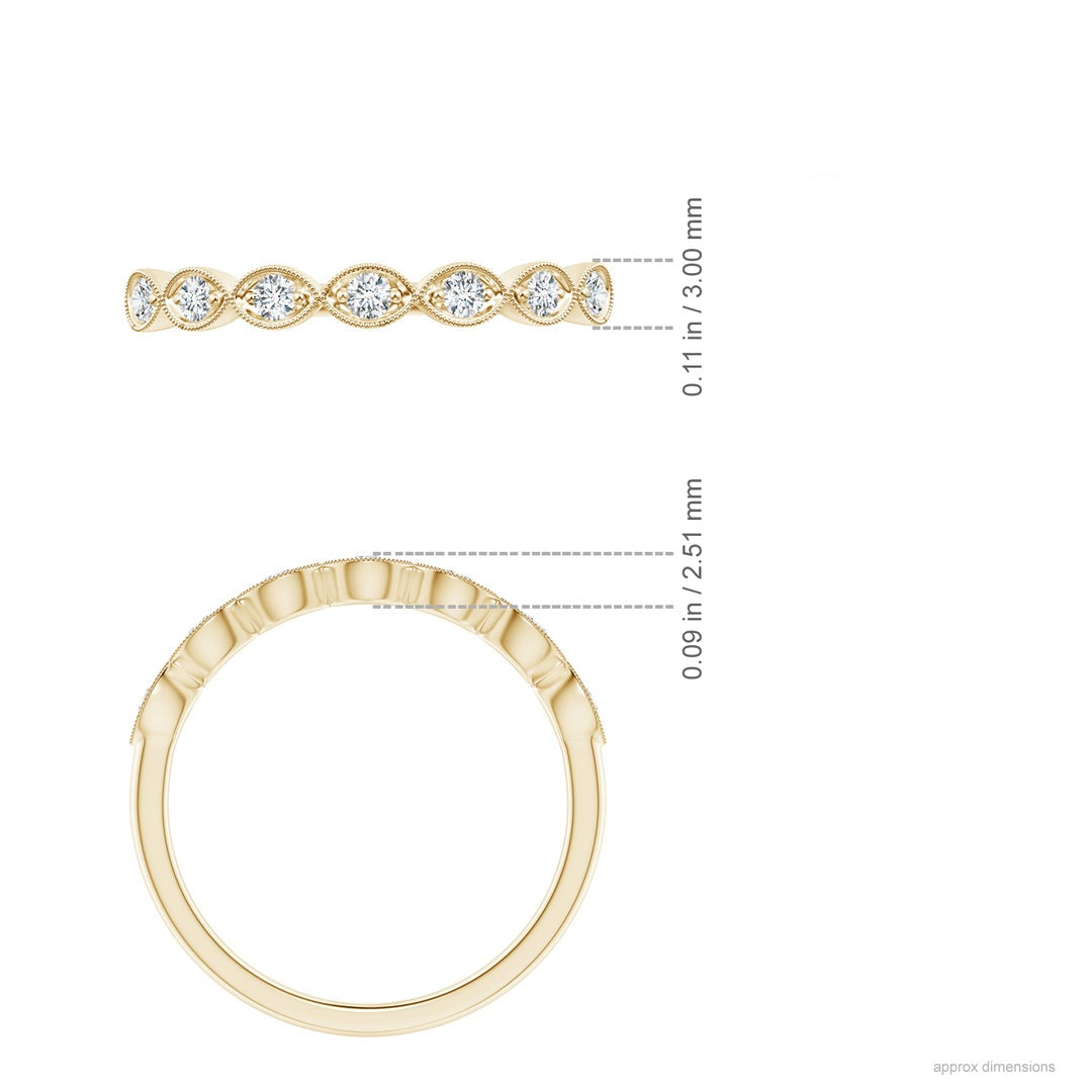 Marquise Half Eternity Milgrain Round Moissanite Wedding Band