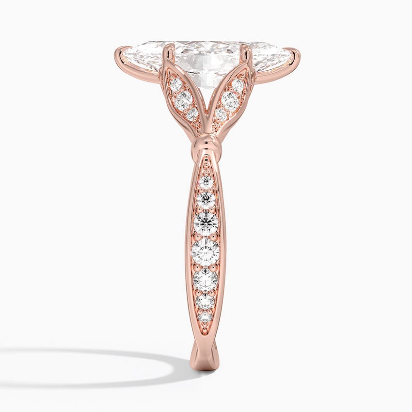 Marquise Moissanite Floral Openwork Cathedral Engagement Ring