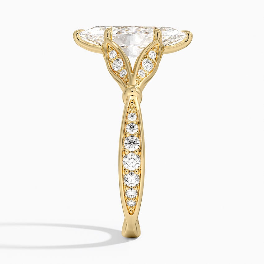 Marquise Moissanite Floral Openwork Cathedral Engagement Ring