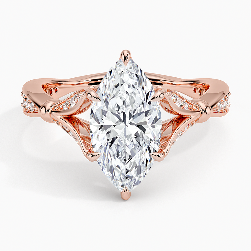 Marquise Moissanite Floral Openwork Cathedral Engagement Ring