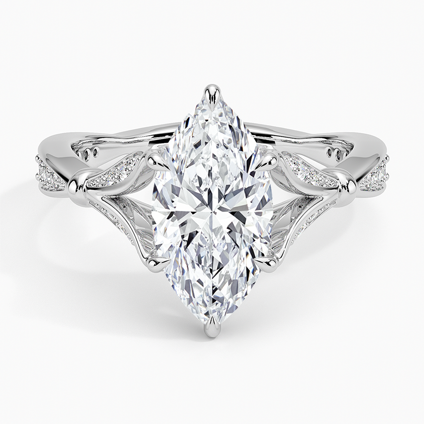 Marquise Moissanite Floral Openwork Cathedral Engagement Ring