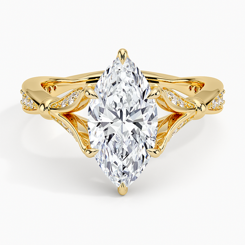 Marquise Moissanite Floral Openwork Cathedral Engagement Ring
